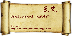 Breitenbach Kató névjegykártya